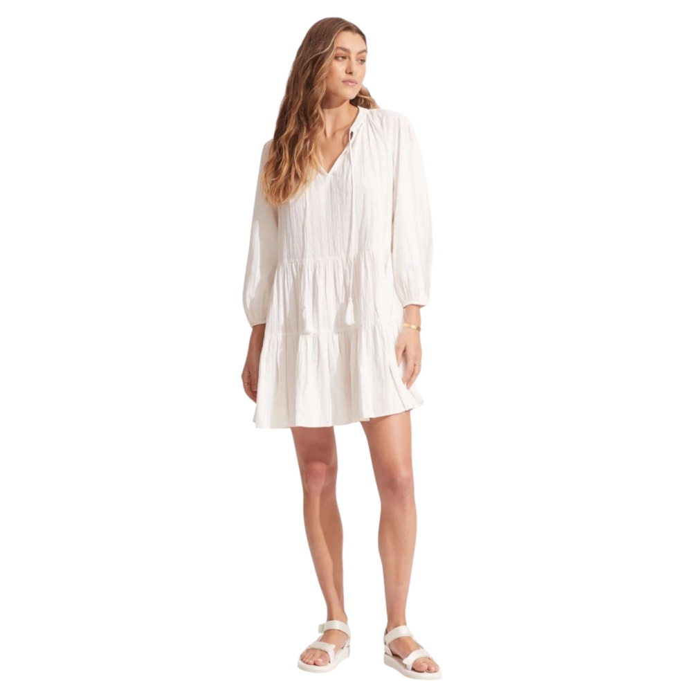 Sea folly Australia Women's Market Tiered Beachy Resort Embroidered Dress S/M